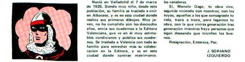 NUEVAS AVENTURAS DE EL GUERRERO DEL ANTIFAZ 110. DESPEDIDA A MANUEL GAGO. IMAGENES DE MI AMIGO CASTO CORREA DE VIGO