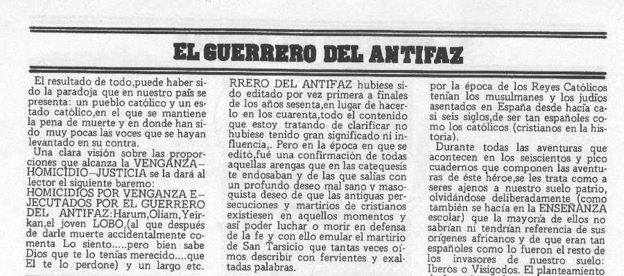 EL GUERRERO DEL ANTIFAZ EN WENDIGO